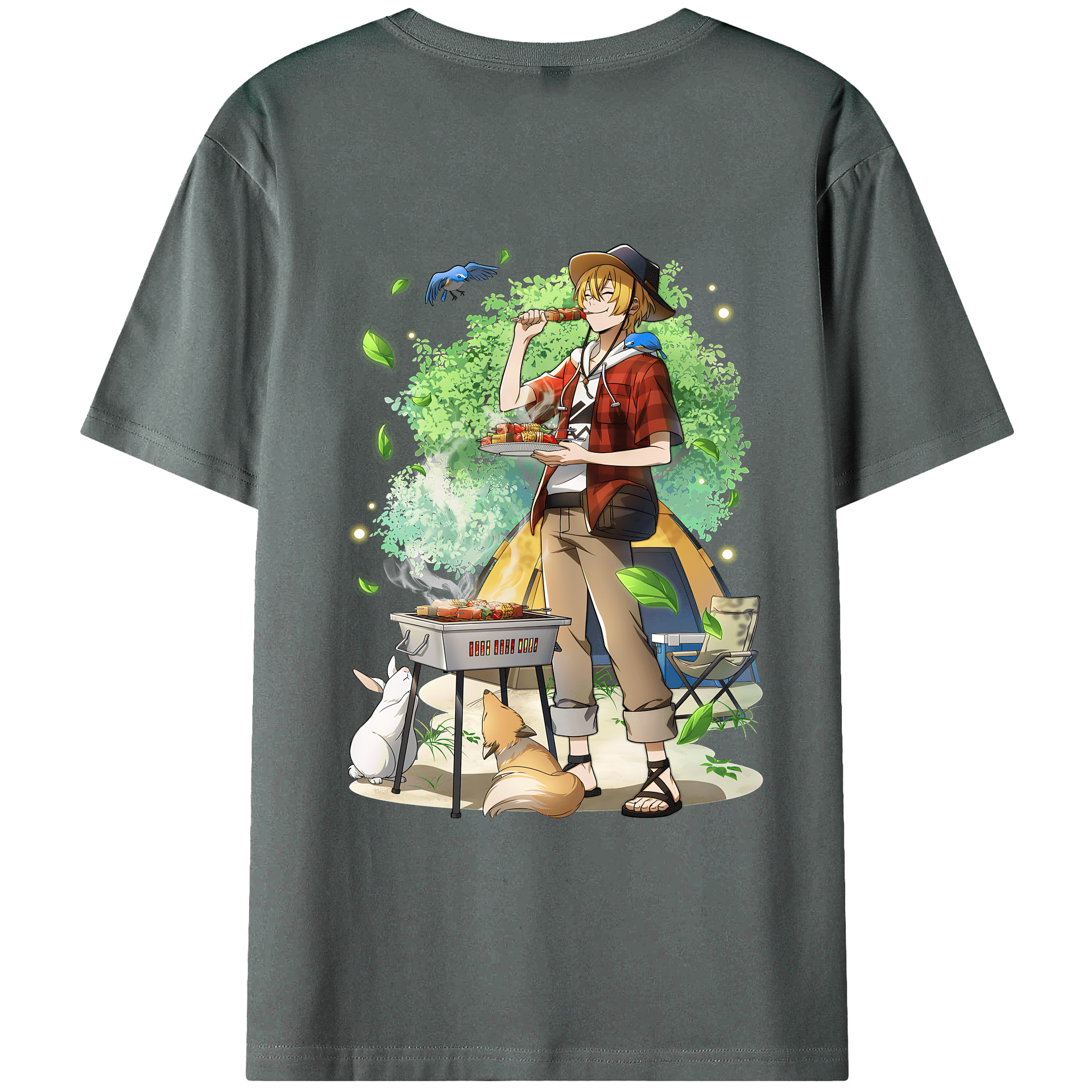 （画像用） 文豪ストレイドッグス Bungo Stray Dogs 綿100％ メンズ半袖Tシャツ（バックプリント） 通気性